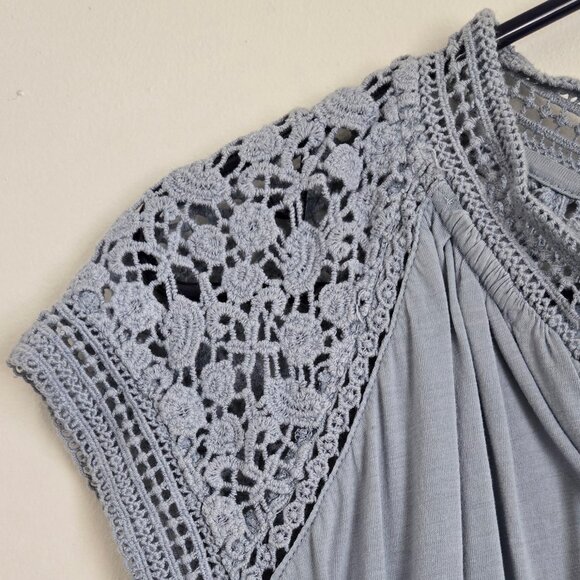 RALPH LAUREN Slub Jersey Flutter-Sleeve Top, Dust Blue, Size L - Picture 3 of 5